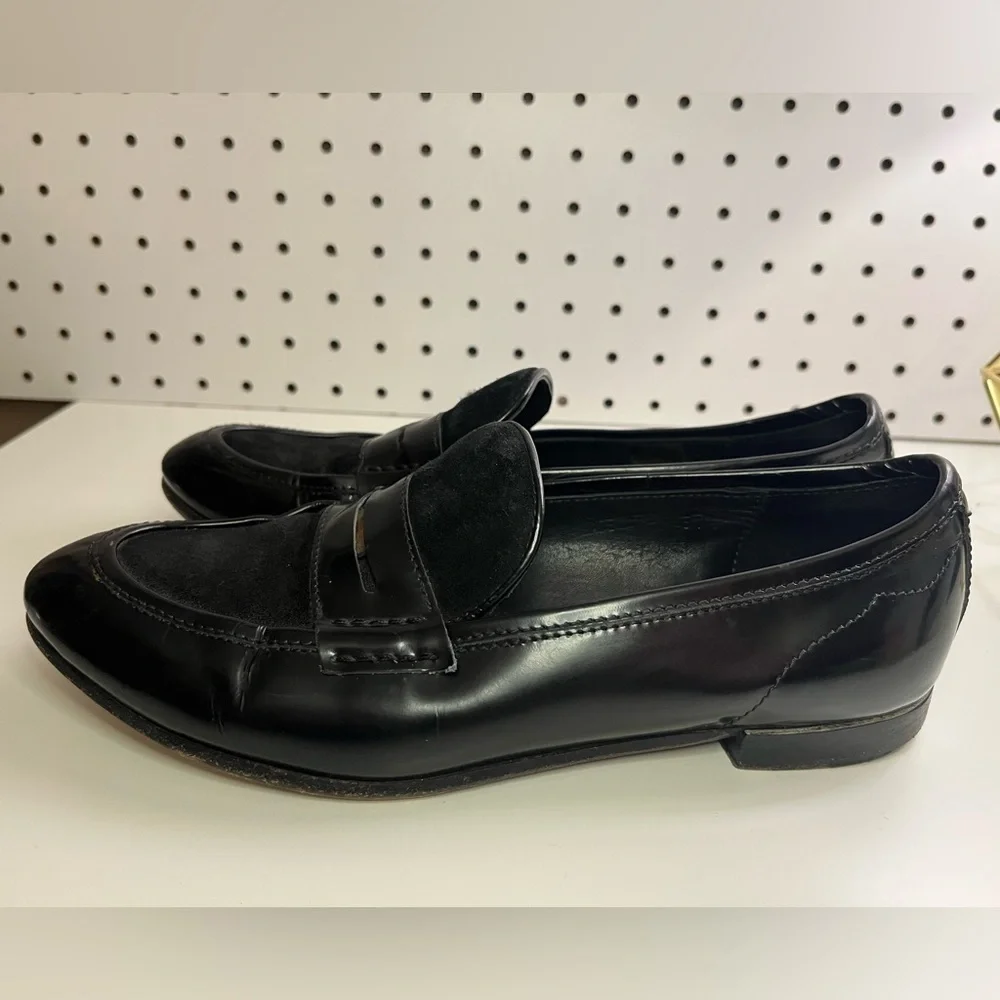 Rag & Bone Black Patent Leather and Suede Dina Penny Loafers EU 37.5 US 7 Classy